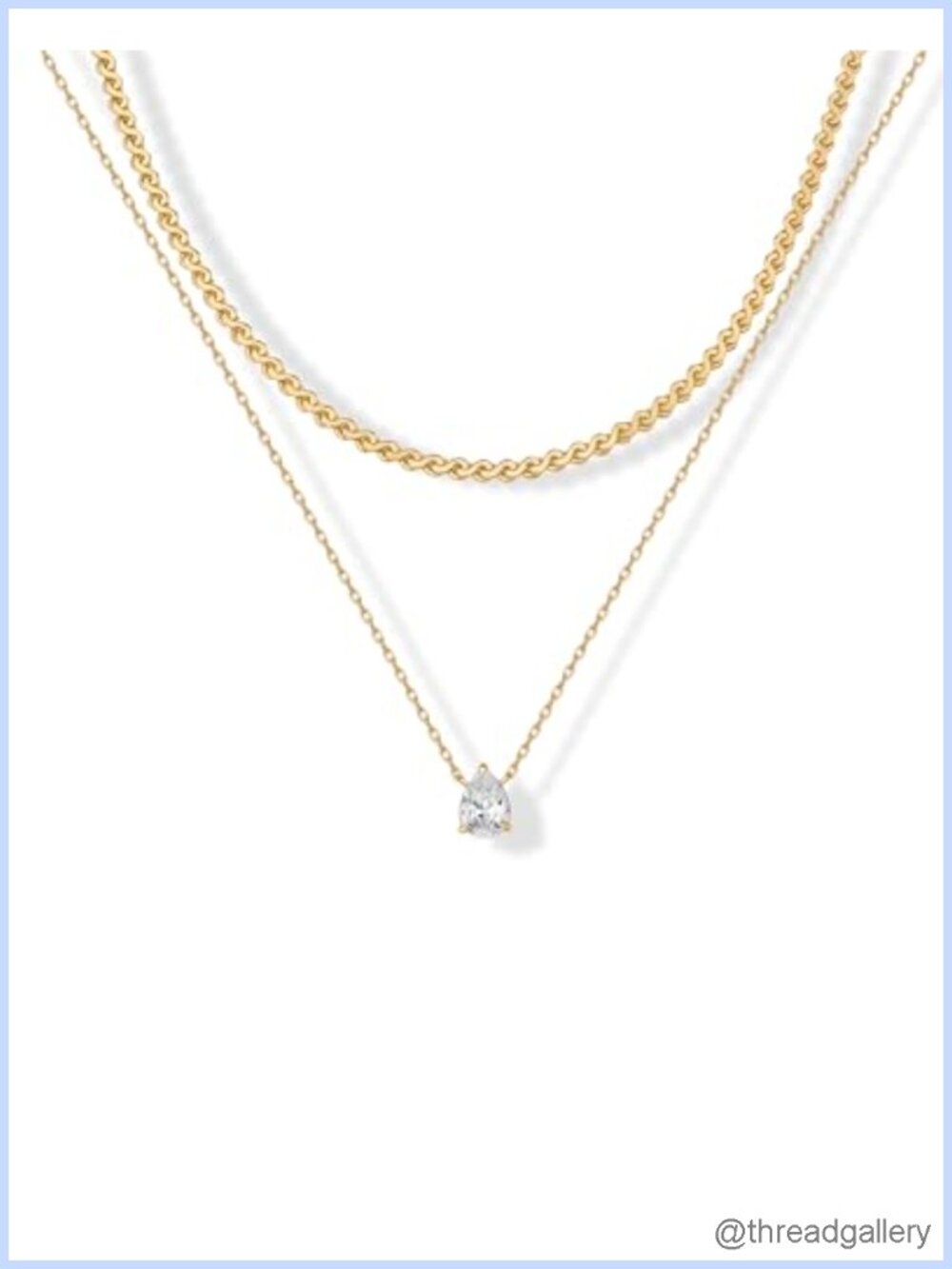 14K Gold Plated Layered Necklace Set Cubic Zirconia Pendant Women